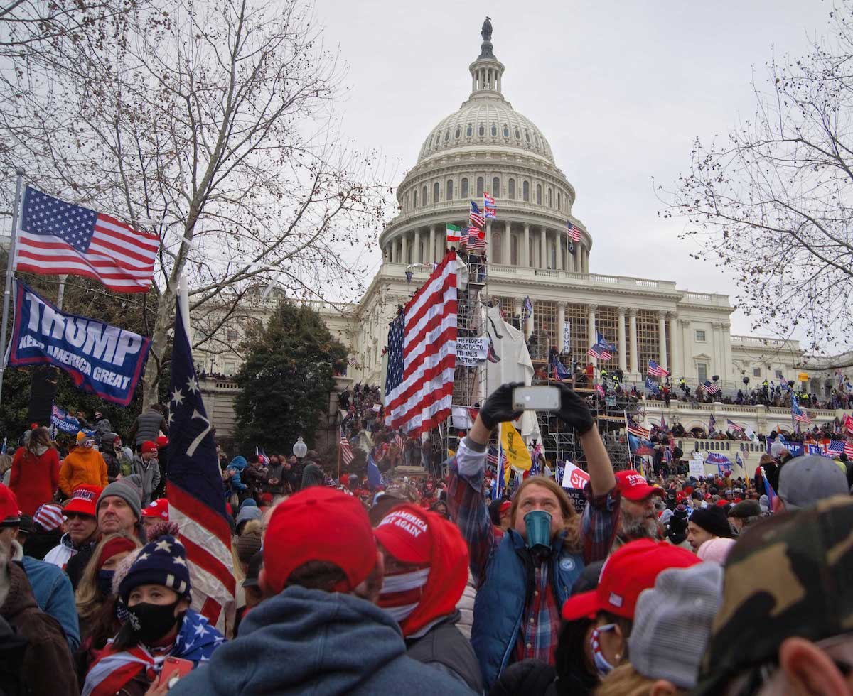 A mob gathers in front of the U.S. Capitol on Jan. 6, 2021