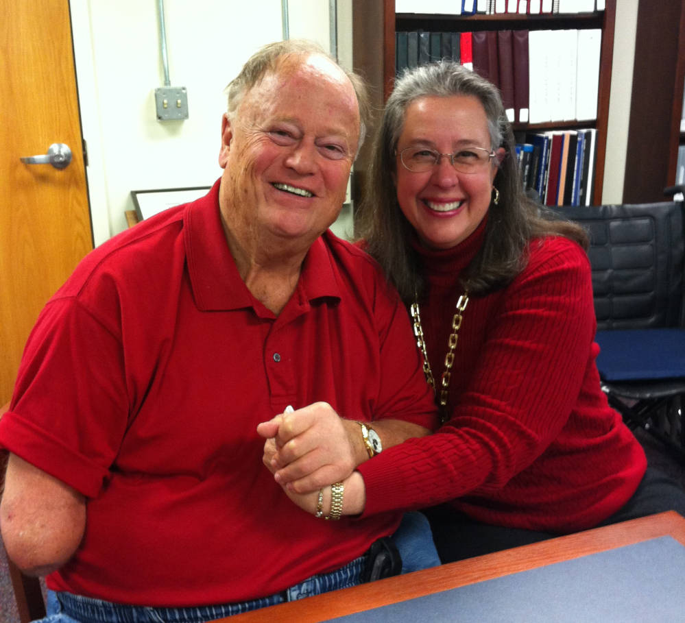 Max Cleland and Wendy Libby pose together.