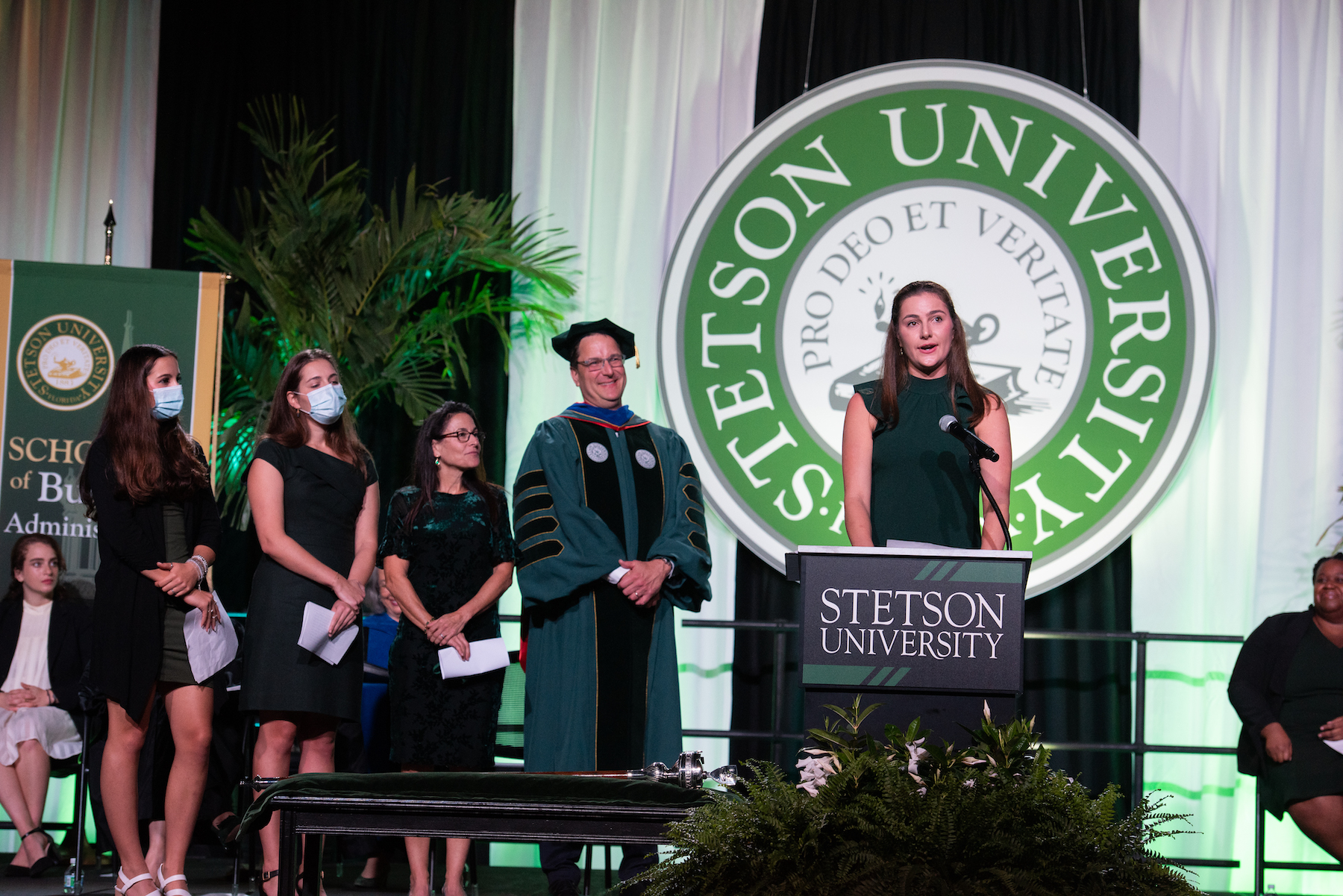 The Roellke family listens to their daughter address the audience during his Inauguration.