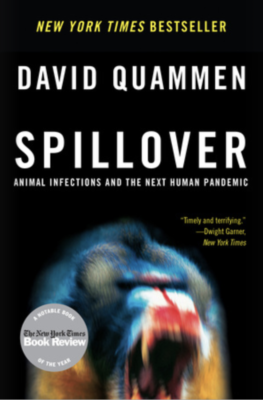 Book cover for "Spillover," about the virology of spillover.