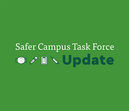 Graphic that says, "Safer Campus Task Force Update"