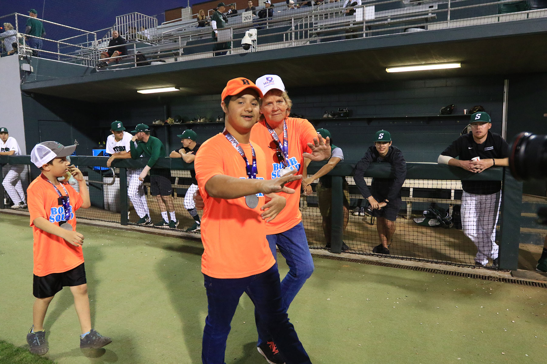Photo of special riders at Baseball game