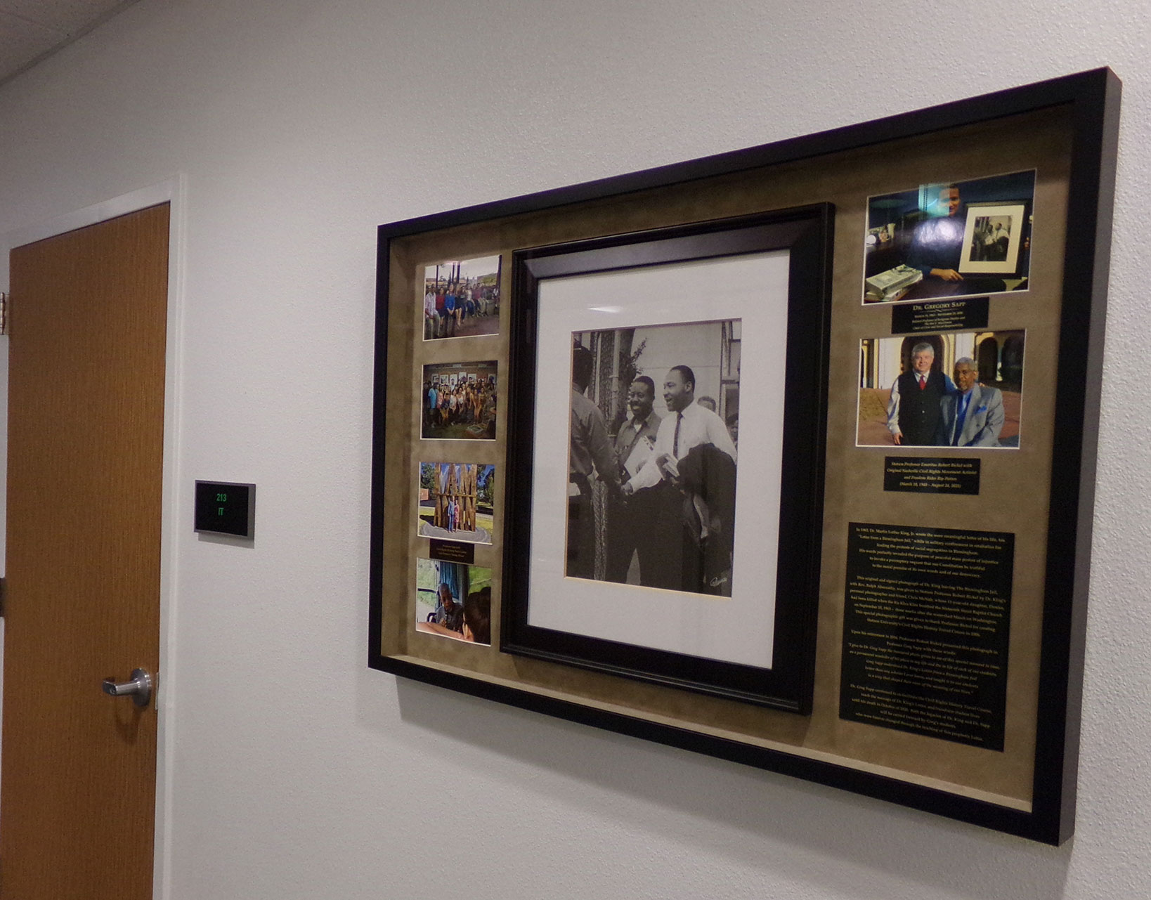 Framed photo of Dr. Martin Luther King and Dr. Greg Sapp in the CUB