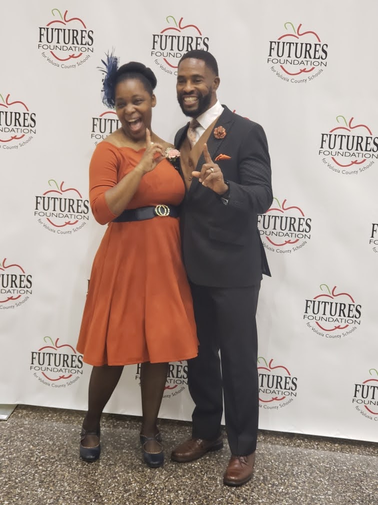 Keisha Wallace and her husband at the Teacher of the Year ceremony