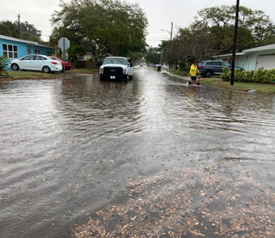 A flooded street in Cape Canaveral