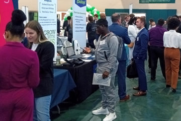 Students fill the career expo.