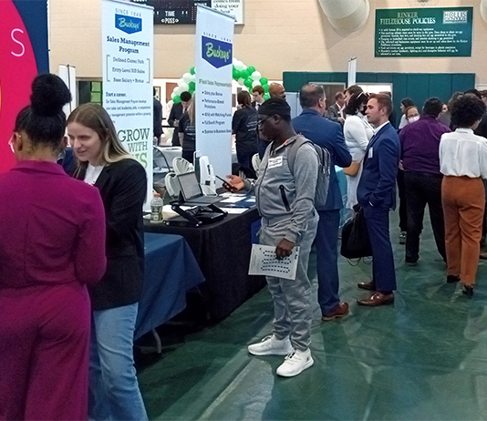 Students fill the career expo.