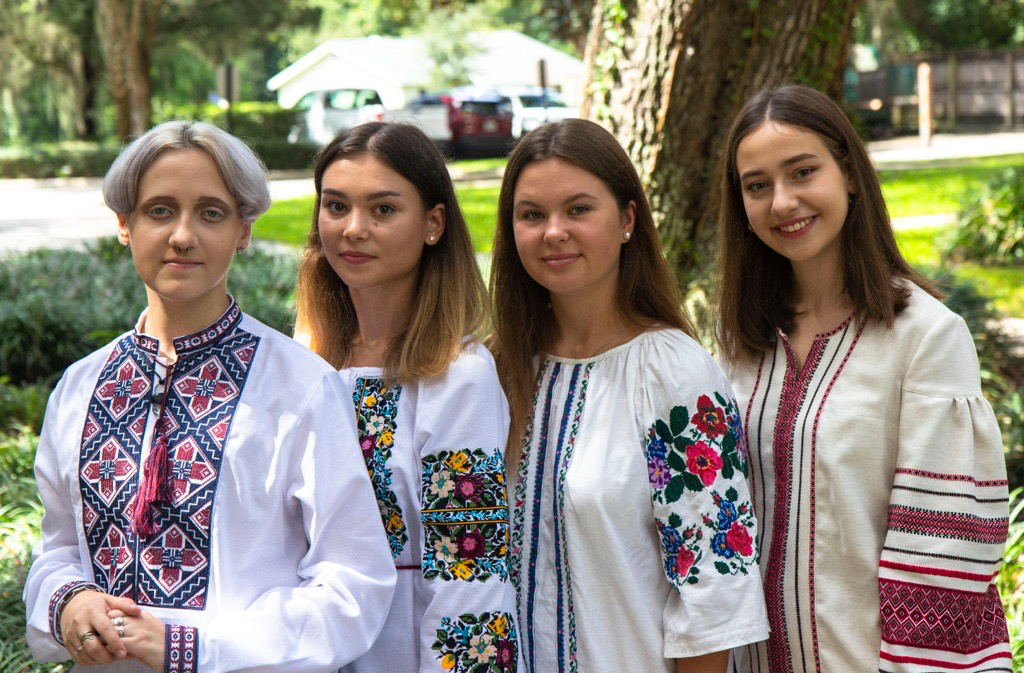 Picture of the four Ukrainian students.