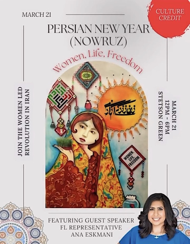 Persian New Year Celebration Focused on ‘Women, Life, Freedom,’ Tuesday, on Campus Stetson Today