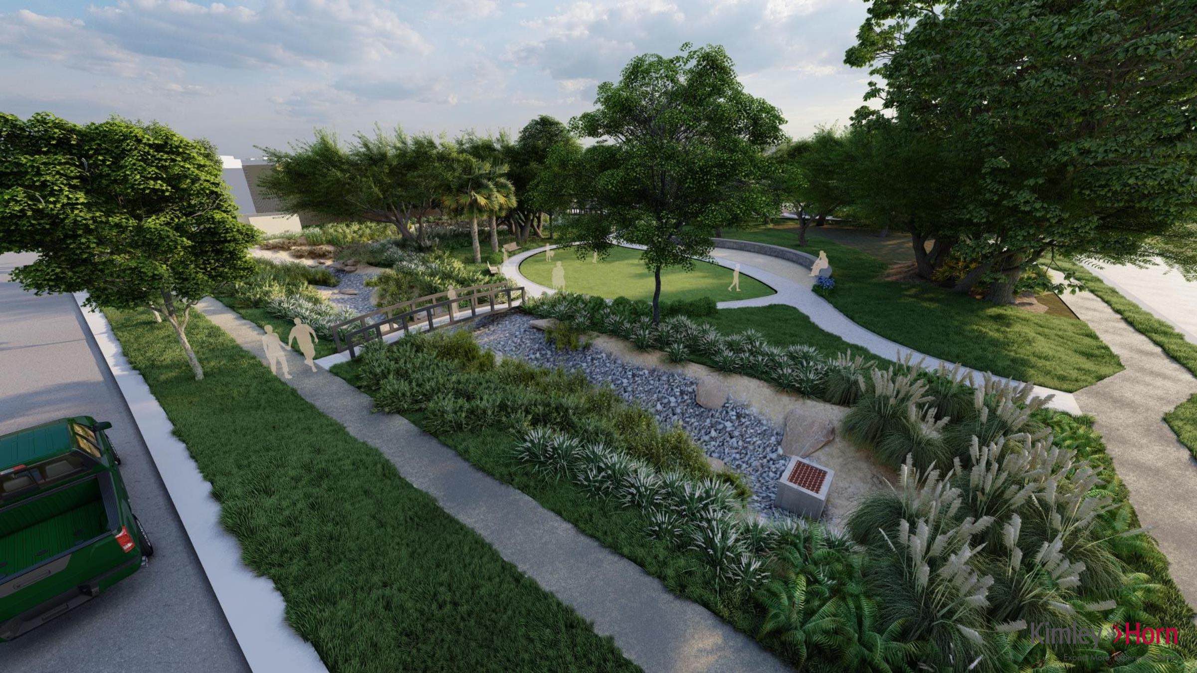 A rendering shows a future rain garden in Cape Canaveral to reduce flooding