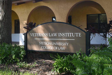 Photo of building and sign outside Stetson Law's Veterans Law Institute