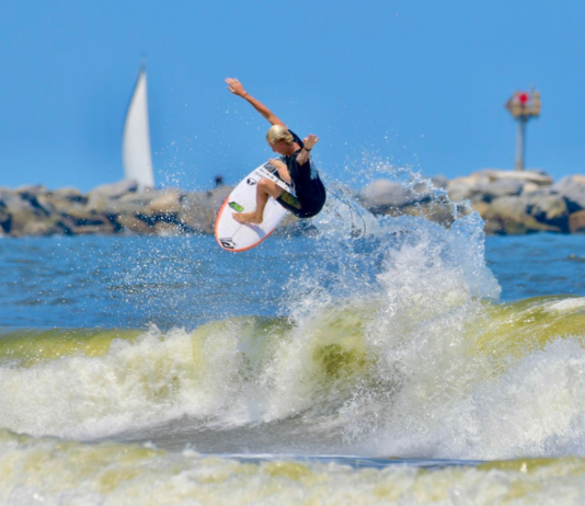 Kopec has clinched 20 East Coast Championship titles over the years and set a record at the National Scholastic Surfing Association’s (NSSA) Open Men division by winning the division three years in a row. Courtesy photo.
