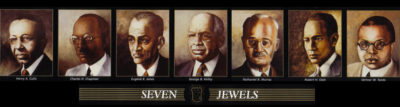 graphic with seven headshots of founding members of the fraternity
