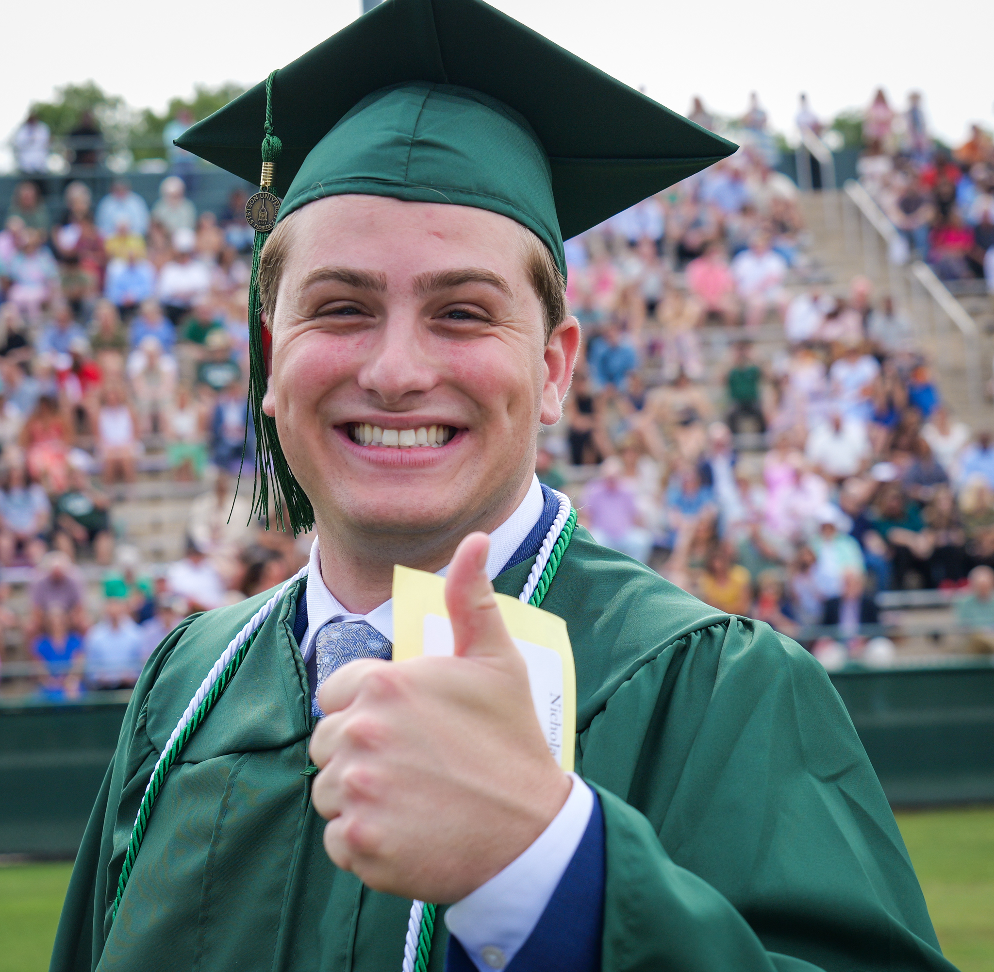 Nicholas Dieux addressed his fellow classmates and encouraged them to Be Evergreen