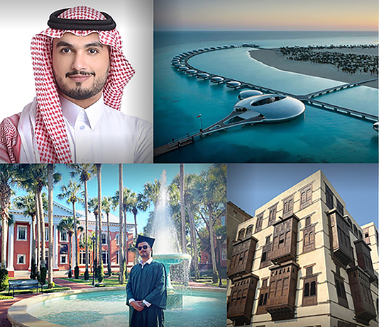 A montage of four photos - two portraits and two location shots from Saudi Arabia