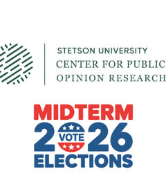 Two logos for midterm 2026 elections and Stetson Center for Public Opinion Research