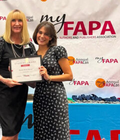 Natalie Reese McCoy receiving 2026 Student Award for Literary Excellence from the Florida Authors and Publishers Association