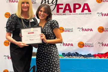 Natalie Reese McCoy receiving 2026 Student Award for Literary Excellence from the Florida Authors and Publishers Association