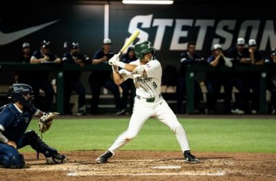 Stetson baseball player at bat
