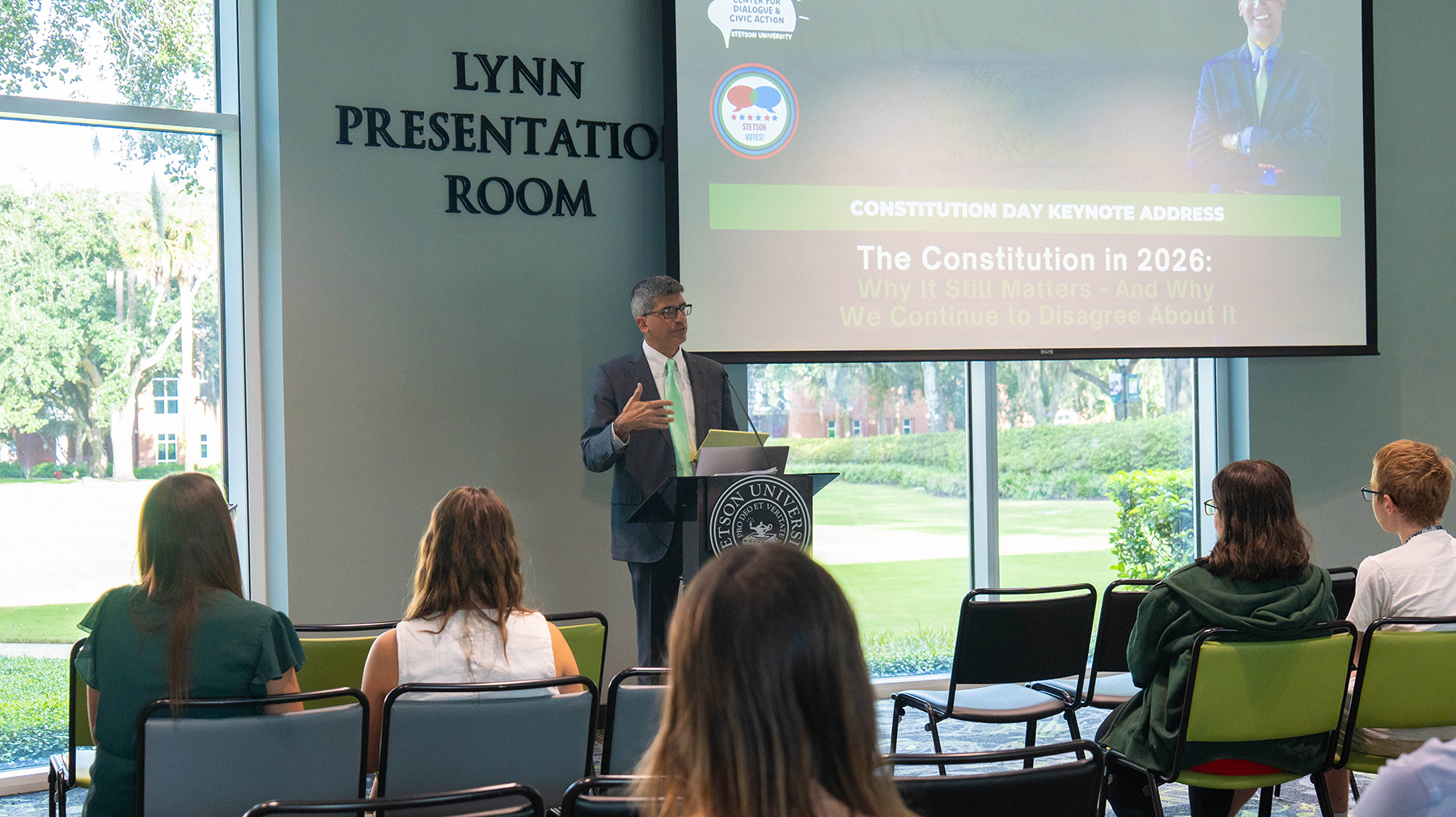 Professor Louis Virelli delivering his Constitution Day keynote speech