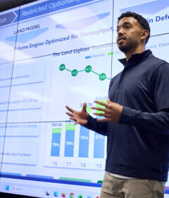 Student makes a business presentation