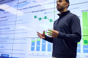 Student makes a business presentation