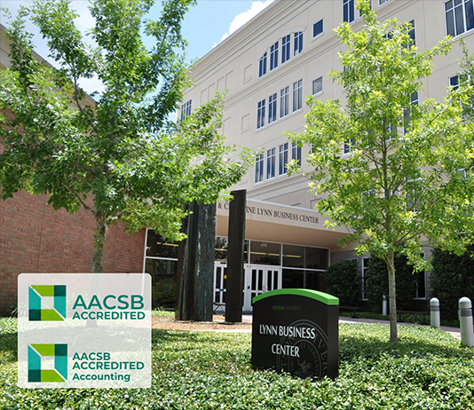 Exterior of building with two logos on the photo