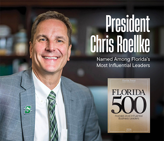 Portrait with small photo of Florida 500 magazine cover