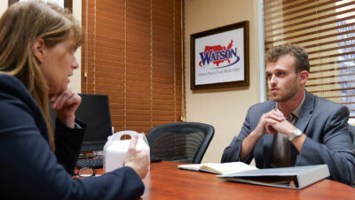 student practicing business pitch